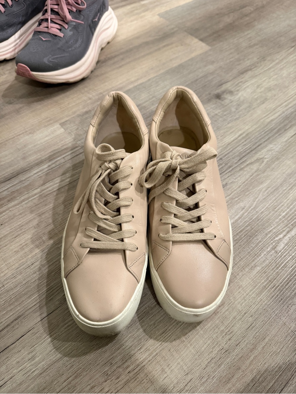 Neutral Beige Leather Sneakers